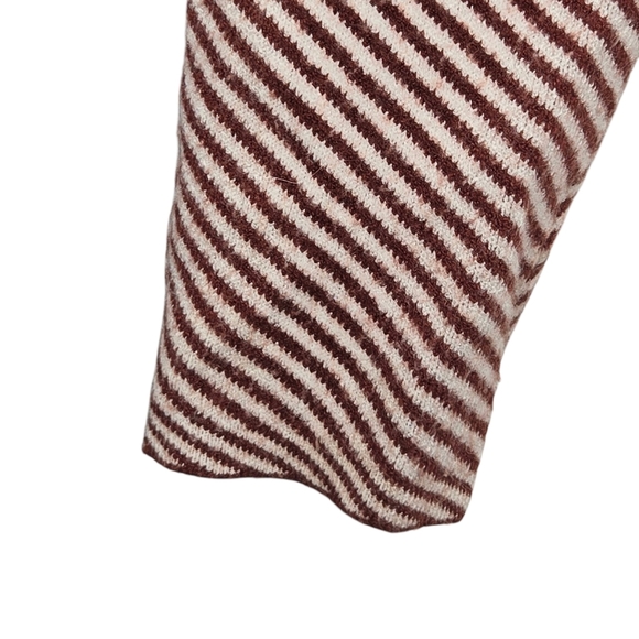 Cynthia Rowley Womens Mock Neck Tight Knit Terracotta Striped Sweater Medium - Picture 3 of 5